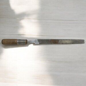 Grobet USA Double Cut Half Round File with Wood Handle